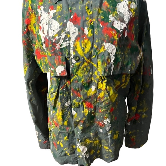 NWOT Zara Unisex Custom Splatter paint Jacket, Size XL - Picture 5 of 15